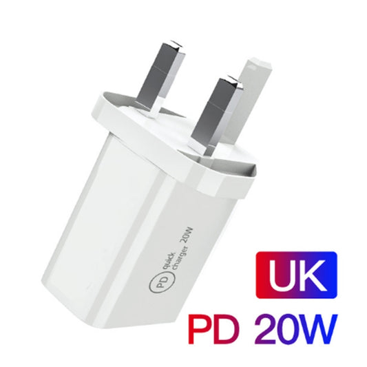 SDC-20W 2 in 1 PD 20W USB-C / Type-C Travel Charger + 3A PD3.0 USB-C / Type-C to 8 Pin Fast Charge Data Cable Set, Cable Length: 1m, UK Plug - USB Charger by buy2fix | Online Shopping UK | buy2fix