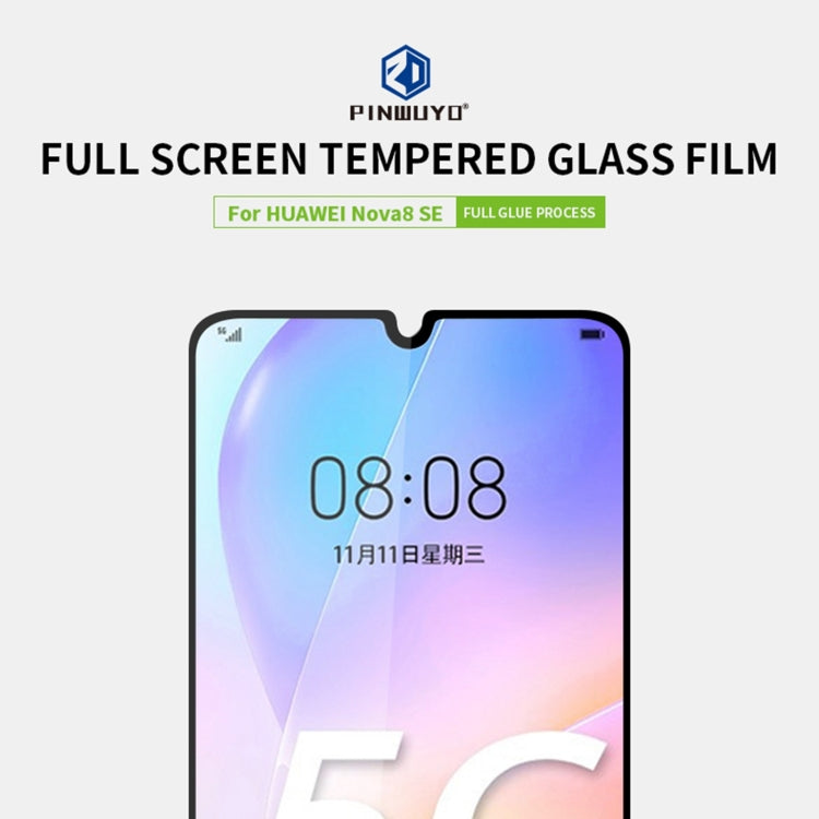 For Huawei Nova 8 SE PINWUYO 9H 2.5D Full Screen Tempered Glass Film(Black) - Huawei Tempered Glass by PINWUYO | Online Shopping UK | buy2fix