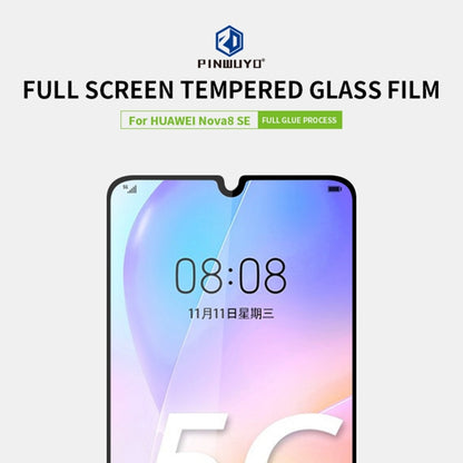For Huawei Nova 8 SE PINWUYO 9H 2.5D Full Screen Tempered Glass Film(Black) - Huawei Tempered Glass by PINWUYO | Online Shopping UK | buy2fix