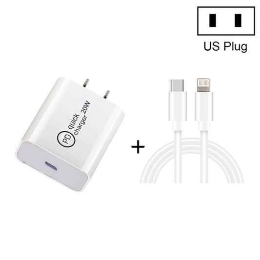 SDC-20W 2 in 1 PD 20W USB-C / Type-C Travel Charger + 3A PD3.0 USB-C / Type-C to 8 Pin Fast Charge Data Cable Set, Cable Length: 2m, US Plug - USB Charger by buy2fix | Online Shopping UK | buy2fix