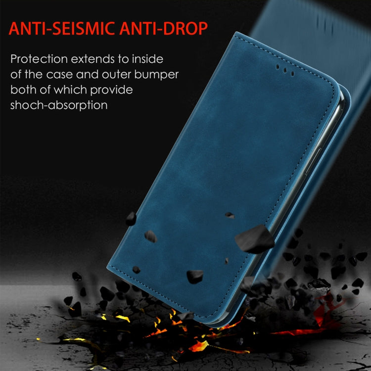 For Huawei P smart 2021 Retro Skin Feel Business Magnetic Horizontal Flip Leather Case(Blue) - Huawei Cases by buy2fix | Online Shopping UK | buy2fix