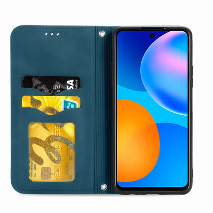 For Huawei P smart 2021 Retro Skin Feel Business Magnetic Horizontal Flip Leather Case(Blue) - Huawei Cases by buy2fix | Online Shopping UK | buy2fix