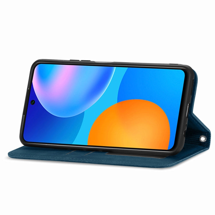 For Huawei P smart 2021 Retro Skin Feel Business Magnetic Horizontal Flip Leather Case(Blue) - Huawei Cases by buy2fix | Online Shopping UK | buy2fix