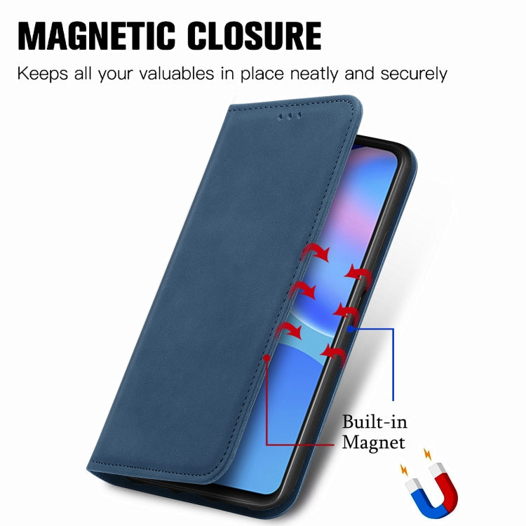 For Huawei P smart 2021 Retro Skin Feel Business Magnetic Horizontal Flip Leather Case(Blue) - Huawei Cases by buy2fix | Online Shopping UK | buy2fix