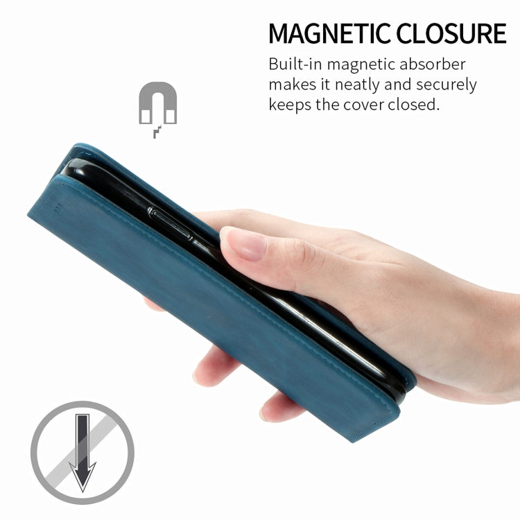 For Huawei P smart 2021 Retro Skin Feel Business Magnetic Horizontal Flip Leather Case(Blue) - Huawei Cases by buy2fix | Online Shopping UK | buy2fix
