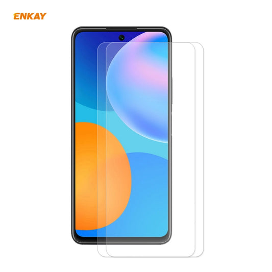 For Huawei P Smart 2021 2 PCS ENKAY Hat-Prince 0.26mm 9H 2.5D Curved Edge Tempered Glass Film - Huawei Tempered Glass by PINWUYO | Online Shopping UK | buy2fix