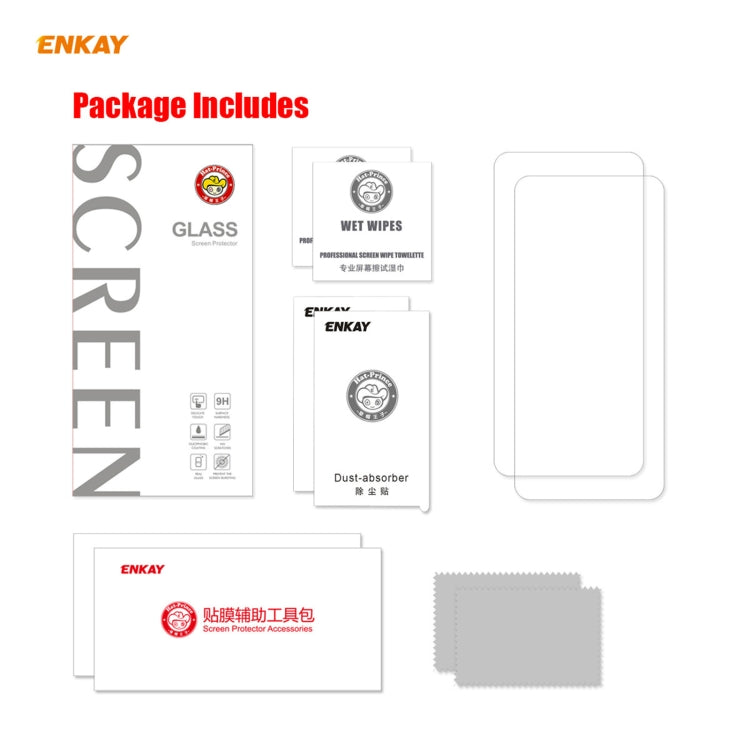 For Huawei P Smart 2021 2 PCS ENKAY Hat-Prince 0.26mm 9H 2.5D Curved Edge Tempered Glass Film - Huawei Tempered Glass by PINWUYO | Online Shopping UK | buy2fix