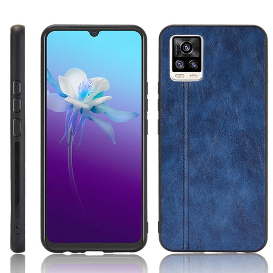 For Vivo V20 Shockproof Sewing Cow Pattern Skin PC + PU + TPU Case(Blue) - vivo Cases by buy2fix | Online Shopping UK | buy2fix