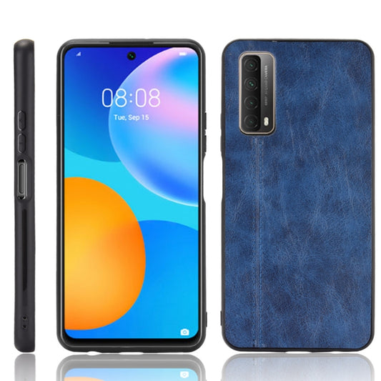 For Huawei Y7a / P Smart 2021 Shockproof Sewing Cow Pattern Skin PC + PU + TPU Case(Blue) - Huawei Cases by buy2fix | Online Shopping UK | buy2fix