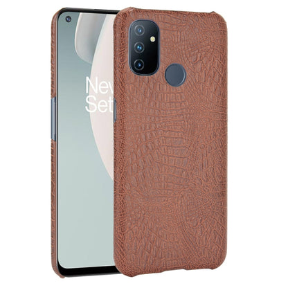 For OnePlus Nord N100 Shockproof Crocodile Texture PC + PU Case(Brown) - OnePlus Cases by buy2fix | Online Shopping UK | buy2fix