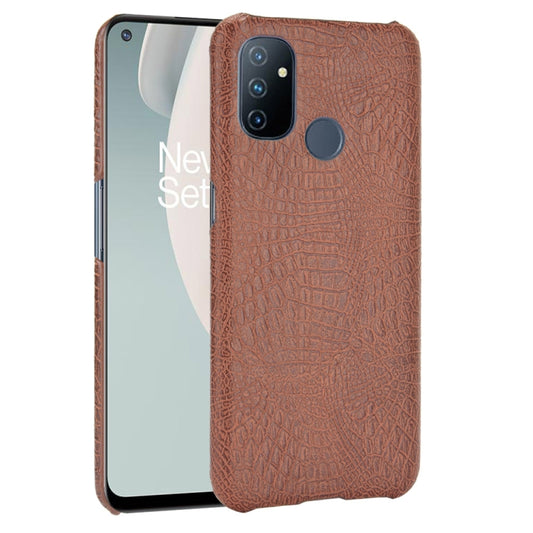 For OnePlus Nord N100 Shockproof Crocodile Texture PC + PU Case(Brown) - OnePlus Cases by buy2fix | Online Shopping UK | buy2fix