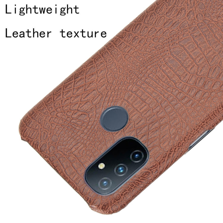 For OnePlus Nord N100 Shockproof Crocodile Texture PC + PU Case(Brown) - OnePlus Cases by buy2fix | Online Shopping UK | buy2fix