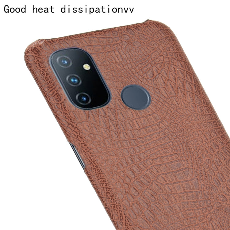 For OnePlus Nord N100 Shockproof Crocodile Texture PC + PU Case(Brown) - OnePlus Cases by buy2fix | Online Shopping UK | buy2fix