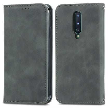 Retro Skin Feel Business Magnetic Horizontal Flip Leather Case With Holder & Card Slots & Wallet & Photo Frame For OnePlus 8(Grey) - OnePlus Cases by buy2fix | Online Shopping UK | buy2fix