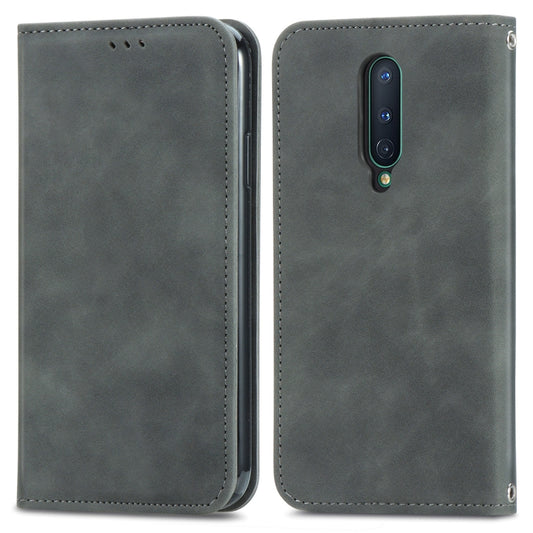 Retro Skin Feel Business Magnetic Horizontal Flip Leather Case With Holder & Card Slots & Wallet & Photo Frame For OnePlus 8(Grey) - OnePlus Cases by buy2fix | Online Shopping UK | buy2fix