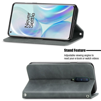 Retro Skin Feel Business Magnetic Horizontal Flip Leather Case With Holder & Card Slots & Wallet & Photo Frame For OnePlus 8(Grey) - OnePlus Cases by buy2fix | Online Shopping UK | buy2fix