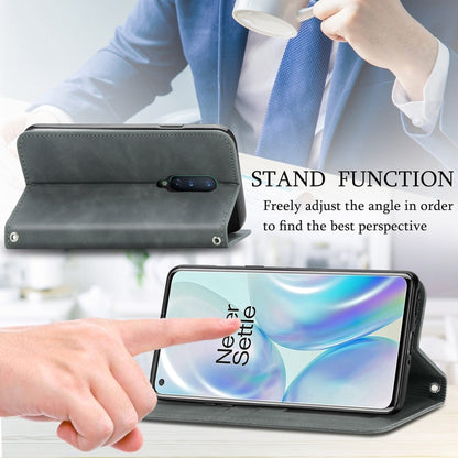 Retro Skin Feel Business Magnetic Horizontal Flip Leather Case With Holder & Card Slots & Wallet & Photo Frame For OnePlus 8(Grey) - OnePlus Cases by buy2fix | Online Shopping UK | buy2fix