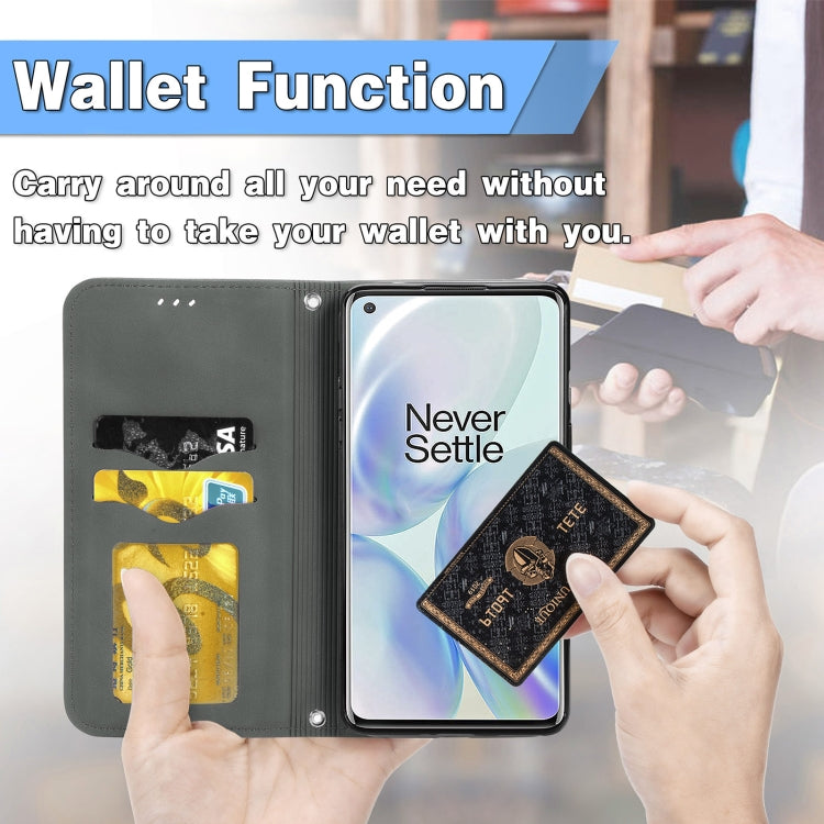 Retro Skin Feel Business Magnetic Horizontal Flip Leather Case With Holder & Card Slots & Wallet & Photo Frame For OnePlus 8(Grey) - OnePlus Cases by buy2fix | Online Shopping UK | buy2fix