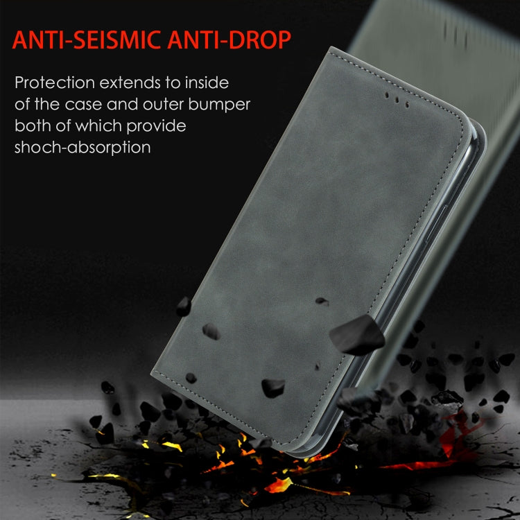 Retro Skin Feel Business Magnetic Horizontal Flip Leather Case With Holder & Card Slots & Wallet & Photo Frame For OnePlus 8(Grey) - OnePlus Cases by buy2fix | Online Shopping UK | buy2fix