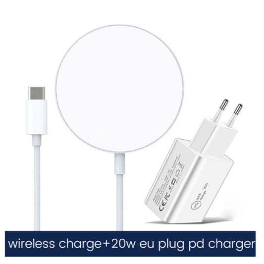 XJ-31 2 in 1 15W Magnetic Wireless Charger + PD 20W USB-C / Type-C Travel Charger Set for iPhone Series, Plug Size:EU Plug - Wireless Charger by buy2fix | Online Shopping UK | buy2fix