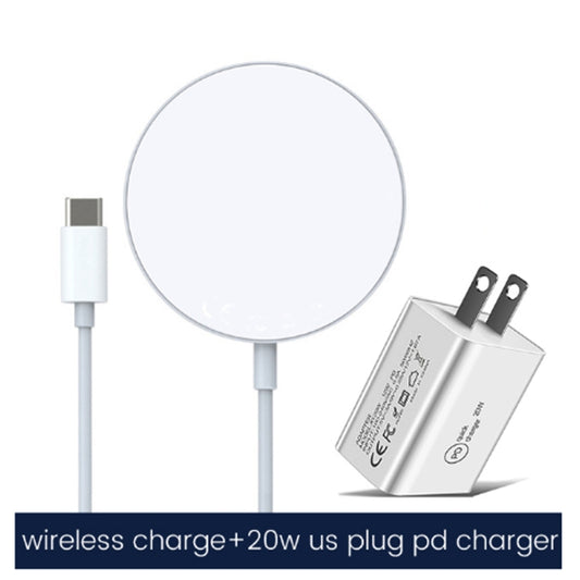 XJ-31 2 in 1 15W Magnetic Wireless Charger + PD 20W USB-C / Type-C Travel Charger Set for iPhone Series, Plug Size:US Plug - Wireless Charger by buy2fix | Online Shopping UK | buy2fix