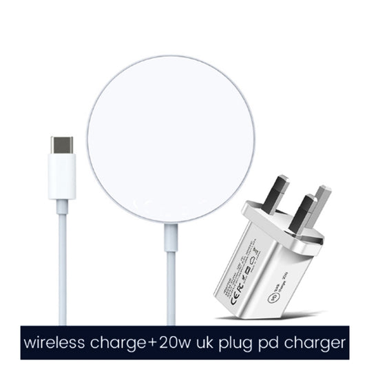 XJ-31 2 in 1 15W Magnetic Wireless Charger + PD 20W USB-C / Type-C Travel Charger Set for iPhone Series, Plug Size:UK Plug - Wireless Charger by buy2fix | Online Shopping UK | buy2fix