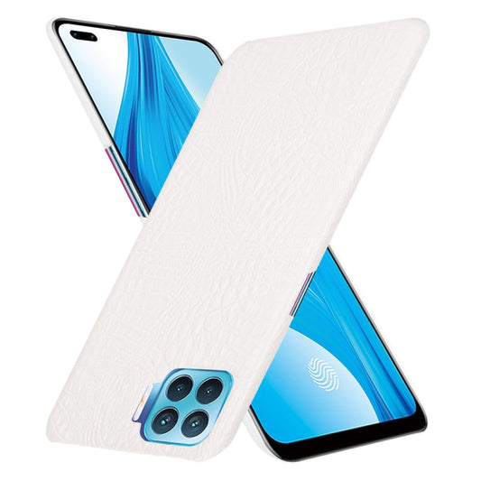 For OPPO F17 Pro / A93 / Reno4 Lite / Reno4 F Shockproof Crocodile Texture PC + PU Case(White) - OPPO Cases by buy2fix | Online Shopping UK | buy2fix