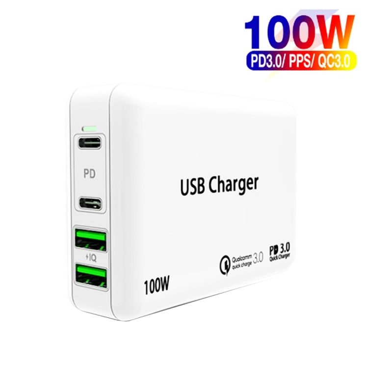 PD 65W Dual USB-C / Type-C + Dual USB 4-port Charger with Power Cable for Apple / Huawei / Samsung Laptop EU Plug - USB Charger by buy2fix | Online Shopping UK | buy2fix