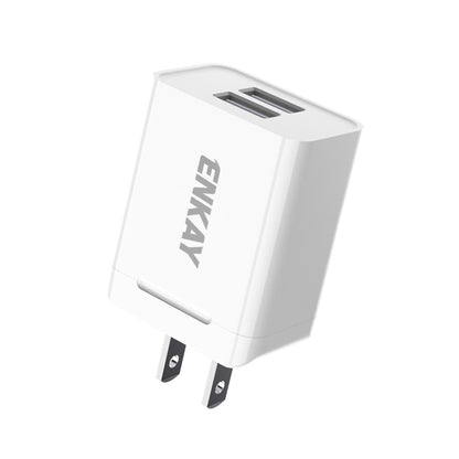 ENKAY Hat-Prince U008-1 10.5W 2.1A Dual USB Fast Charging Travel Charger Power Adapter, US Plug - USB Charger by ENKAY | Online Shopping UK | buy2fix