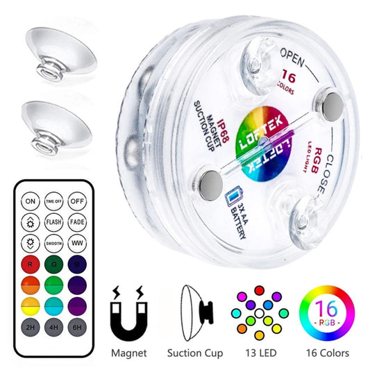 16 Colors 13 LEDs Underwater Light Swimming Pool Diving Light Dimmable Suction Cup Underwater Lamp - Underwater Lights by buy2fix | Online Shopping UK | buy2fix