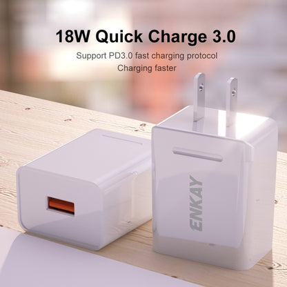 ENKAY Hat-Prince U036 18W 3A QC3.0 Fast Charging Power Adapter US Plug Portable Travel Charger With 3A 1m Micro USB Cable - USB Charger by ENKAY | Online Shopping UK | buy2fix