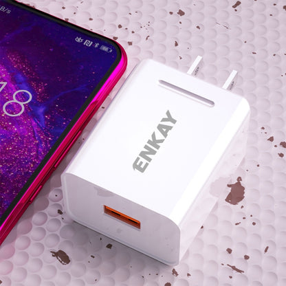 ENKAY Hat-Prince U036 18W 3A QC3.0 Fast Charging Power Adapter US Plug Portable Travel Charger With 3A 1m Micro USB Cable - USB Charger by ENKAY | Online Shopping UK | buy2fix