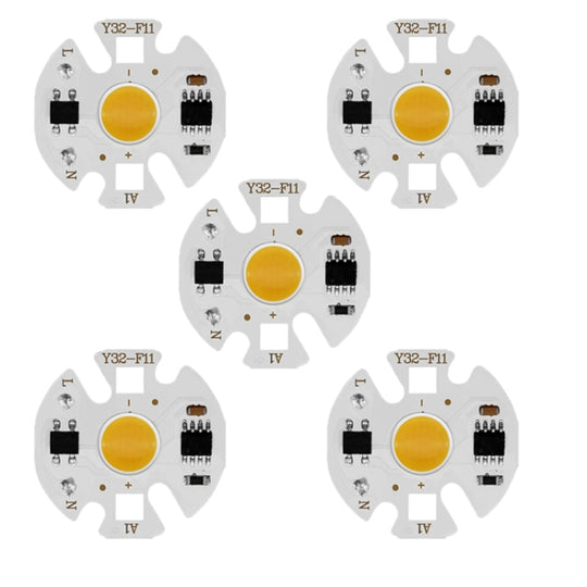 5 PCS COB LED Light Chip AC 220V LED Bulb Light Intelligent IC Driver Bulb Light DIY Spotlight Downlight Chip Outdoor Flood Light(7W（warm white）)