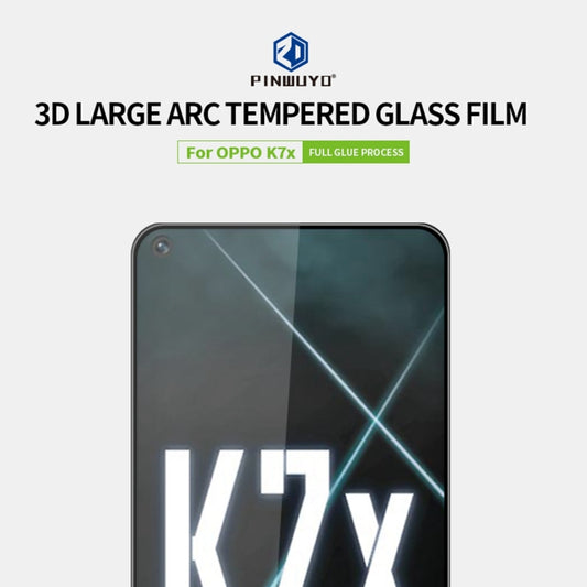 For OPPO K7x PINWUYO 9H 3D Curved Full Screen Explosion-proof Tempered Glass Film(Black) - OPPO Tempered Glass by PINWUYO | Online Shopping UK | buy2fix