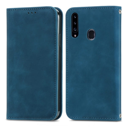 For Samsung Galaxy A20s Retro Skin Feel Business Magnetic Horizontal Flip Leather Case with Holder & Card Slots & Wallet & Photo Frame(Blue) by buy2fix