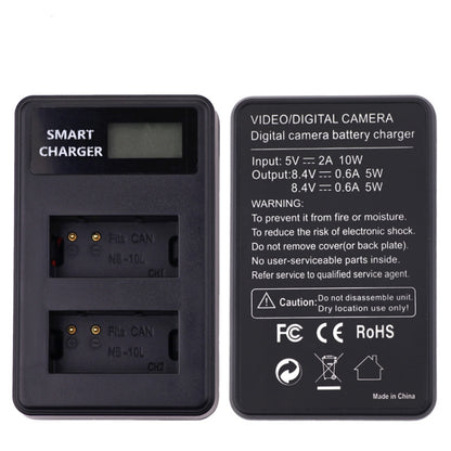 For Canon NB-10L Battery Smart LCD Display USB Dual-Channel Charger - Battery USB Charger by buy2fix | Online Shopping UK | buy2fix