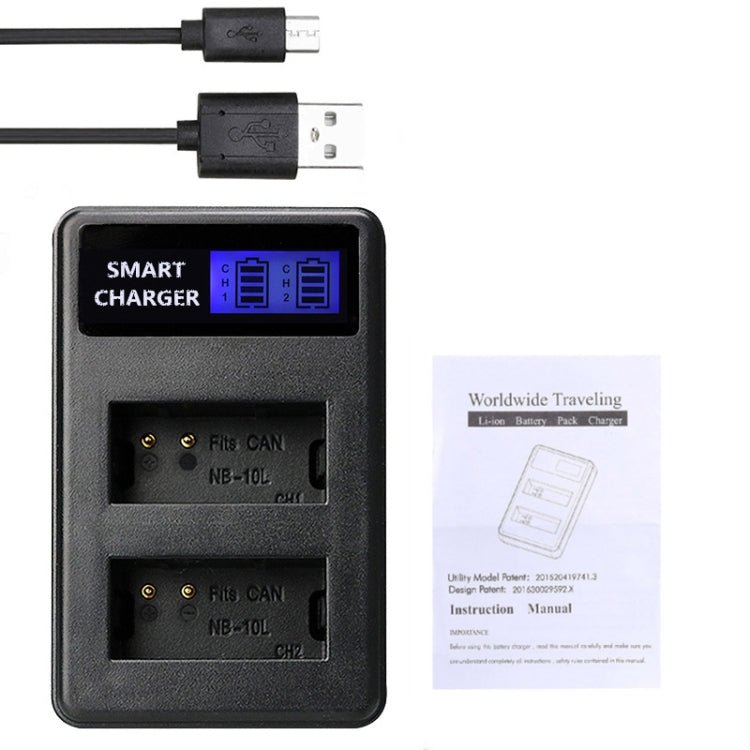 For Canon NB-10L Battery Smart LCD Display USB Dual-Channel Charger - Battery USB Charger by buy2fix | Online Shopping UK | buy2fix