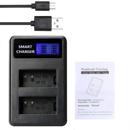 For Canon NB-10L Battery Smart LCD Display USB Dual-Channel Charger - Battery USB Charger by buy2fix | Online Shopping UK | buy2fix