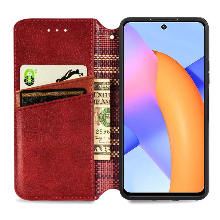 For Huawei Honor 10 X Lite Cubic Grid Pressed Horizontal Flip Magnetic PU Leather Case with Holder & Card Slots & Wallet(Red) by buy2fix