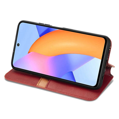 For Huawei Honor 10 X Lite Cubic Grid Pressed Horizontal Flip Magnetic PU Leather Case with Holder & Card Slots & Wallet(Red) by buy2fix