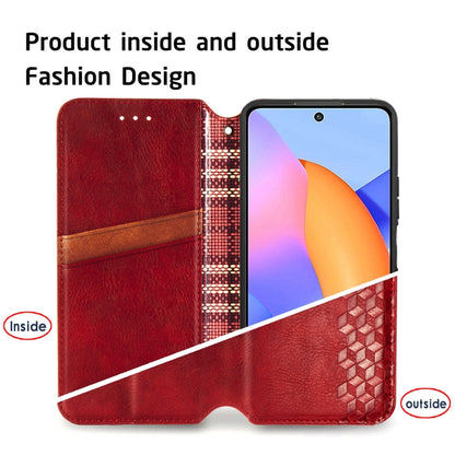 For Huawei Honor 10 X Lite Cubic Grid Pressed Horizontal Flip Magnetic PU Leather Case with Holder & Card Slots & Wallet(Red) by buy2fix
