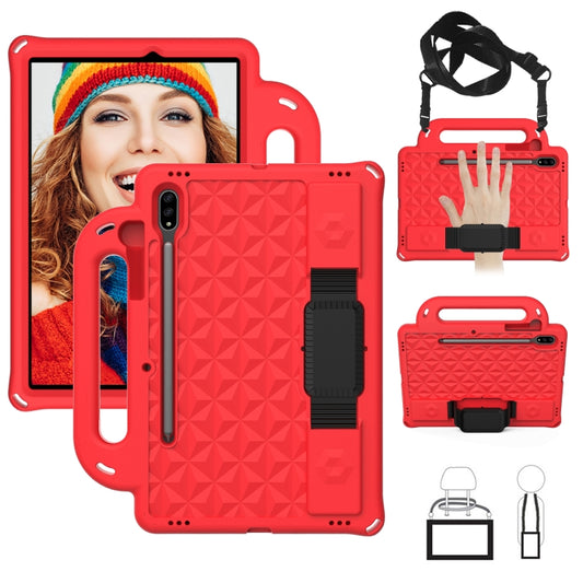 For Galaxy Tab S8 / Galaxy Tab S7 T870/T875 Diamond Series EVA  Anti-Fall Shockproof Sleeve Protective Shell Case with Holder & Strap(Red) - Galaxy Tab S8 Cases by buy2fix | Online Shopping UK | buy2fix
