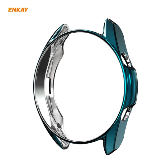 For Samsung Galaxy Watch 3 41mm 2 in 1 ENKAY Hat-Prince Electroplate Soft TPU Case + 0.2mm 9H 2.15D Curved Edge Tempered Glass Film(Cyan) - Watch Cases by ENKAY | Online Shopping UK | buy2fix