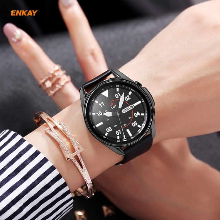 For Samsung Galaxy Watch 3 45mm 2 in 1 ENKAY Hat-Prince Electroplate Soft TPU Case + 0.2mm 9H 2.15D Curved Edge Tempered Glass Film(Black) - Watch Cases by ENKAY | Online Shopping UK | buy2fix