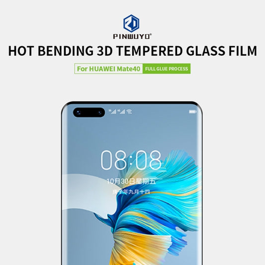 For Huawei Mate 40 PINWUYO 9H 3D Hot Bending Tempered Glass Film(Black) - Huawei Tempered Glass by PINWUYO | Online Shopping UK | buy2fix