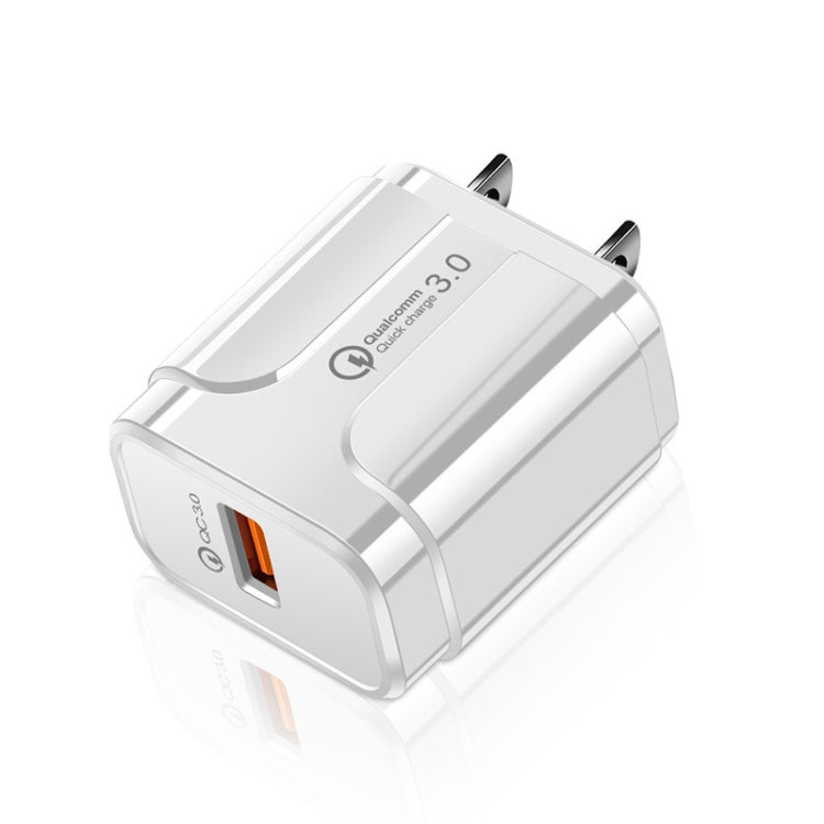 LZ-023 18W QC 3.0 USB Portable Travel Charger + 3A USB to Micro USB Data Cable, US Plug(White) - USB Charger by buy2fix | Online Shopping UK | buy2fix