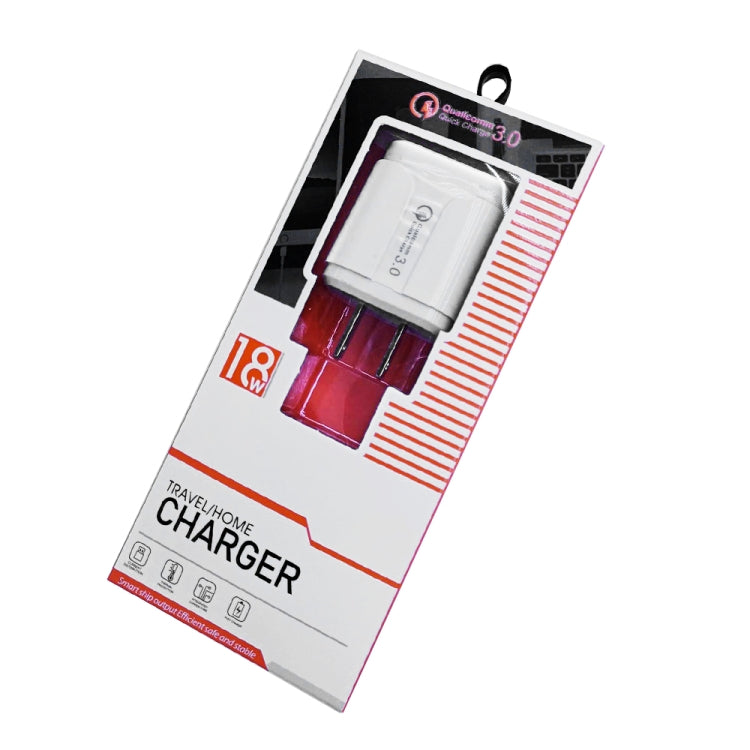 LZ-023 18W QC 3.0 USB Portable Travel Charger + 3A USB to Micro USB Data Cable, US Plug(White) - USB Charger by buy2fix | Online Shopping UK | buy2fix
