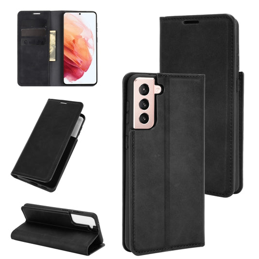 For Samsung Galaxy S21 Plus 5G Retro-skin Business Magnetic Suction Leather Case with Holder & Card Slots & Wallet(Black) - Galaxy S21+ 5G Cases by buy2fix | Online Shopping UK | buy2fix