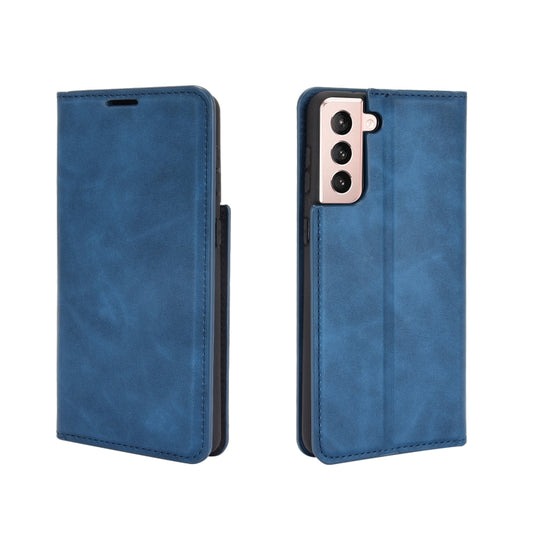 For Samsung Galaxy S21 Plus 5G Retro-skin Business Magnetic Suction Leather Case with Holder & Card Slots & Wallet(Dark Blue) - Galaxy S21+ 5G Cases by buy2fix | Online Shopping UK | buy2fix