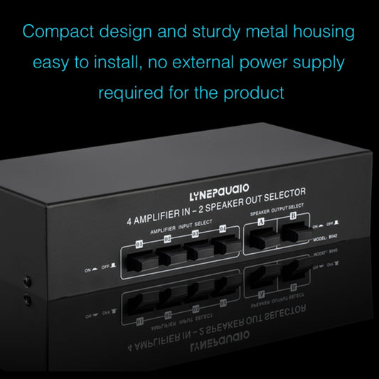 B042 4-in 2-out Power Amplifier Sound Switcher Loudspeaker Switch Distributor, 300W Per Channel Lossless Sound Quality -  by buy2fix | Online Shopping UK | buy2fix